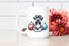 Cute Great Dane with Santa Hat, Summer PNG Product Image 2