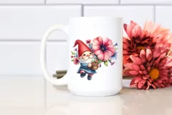 Cute Gnome Holding Petunia Clipart PNG Product Image 2