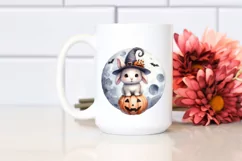 Cute Baby Rabbit Halloween Moon PNG Product Image 2