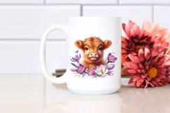 Cute Baby Highland Cow | Watercolor Clipart Product Image 2