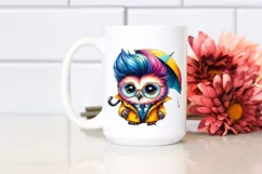 Contemplative Playing Baby Owl PNG Product Image 2