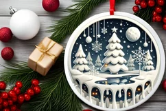 Round Christmas Ornament Sublimation|Clipart Product Image 1