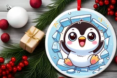 Round Christmas Ornament Sublimation|Clipart Product Image 2