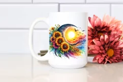 Vibrant Half Moon with Sunflowers PNG Product Image 2