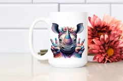 Boho Rhino with Victory Sign | Sublimation | Clipart Product Image 2