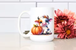 Vibrant Baby Cow with Pumpkin | Sublimation | Clipart Product Image 2