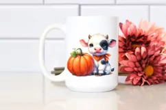 Vibrant Baby Cow with Pumpkin | Sublimation | Clipart Product Image 2