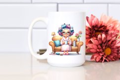 Old Lady with Hair Curlers Mug Time | Clipart Product Image 2