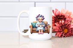 Old Lady with Hair Curlers Mug Time | Clipart Product Image 2