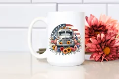 Vintage Bus USA Flag | Sublimation Clipart Product Image 2