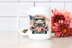 Vintage Bus USA Flag | Sublimation Clipart Product Image 2