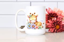 Cute Baby Giraffe Animal Clipart Flowers Product Image 2