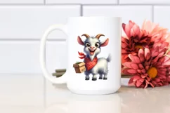 Funny Goat Standing Bandana Big Eyes Excited Clipart Product Image 2