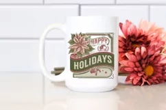 Retro Happy Holidays Clipart PNG Product Image 2