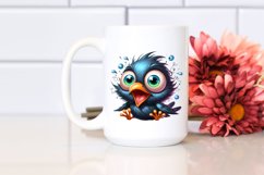 cute baby Blackbird Napping Clipart Product Image 2