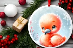 Winter Flamingo on Cloud Sublimation PNG Product Image 2