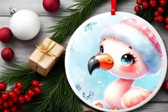Winter Flamingo on Cloud Sublimation PNG Product Image 2