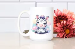 Vibrant Cute Zebra Watercolor Clipart Product Image 2