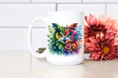 Abstract Owl with Plant Leaves, PNG Product Image 2