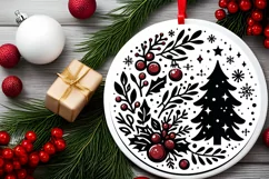 Round Christmas Ornament Sublimation|Clipart Product Image 1