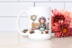 Old Lady with Hair Curlers Tea Time | Clipart Product Image 2