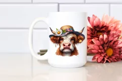 Highland Cow Portrait Sublimation Clipart Product Image 2