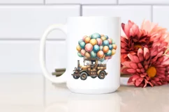 Vintage Excavator with Huge Balloons, Centered PNG Product Image 2