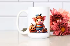 Vibrant Baby Pig Halloween | Sublimation | Clipart Product Image 2