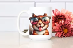 Cute Squirrel with Sunglasses | Watercolor Clipart Product Image 2