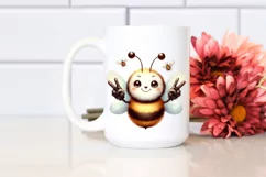 Victory Sign Bee Portrait | Summer Sticker Clipart Product Image 2
