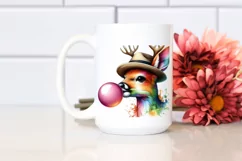 Colorful Quirky Deer Blowing Chewing Gum | Clipart Product Image 2