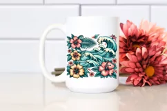 Retro Tropical Flower Waves Clipart | Clipart Product Image 2