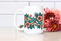 Retro Tropical Flower Waves Clipart | Clipart Product Image 2