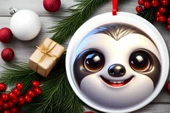 Shiny Christmas Sloth Ornament Sublimation PNG Product Image 2