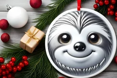 Shiny Christmas Sloth Ornament Sublimation PNG Product Image 2