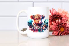 Colorful Baby Highland Cow with Boxer&#039;s Gloves, Transparent Product Image 2