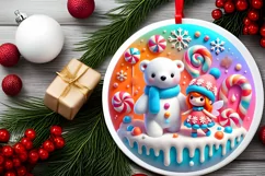 Round Christmas Ornament Sublimation|Clipart Product Image 1