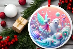 Round Christmas Ornament Sublimation|Clipart Product Image 1