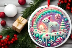 Round Christmas Ornament Sublimation|Clipart Product Image 1