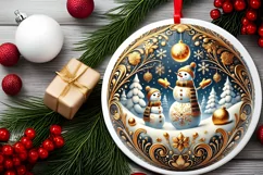 Round Christmas Ornament Sublimation|Clipart Product Image 1