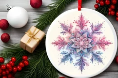 Snow Flake Christmas Round Cute Ornament Sublimation Product Image 2