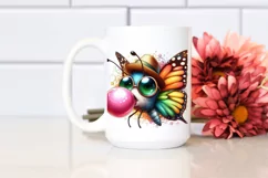 Colorful Butterfly Blowing Chewing Gum | Clipart Product Image 2