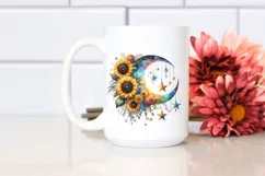 Colorful Half Moon with Sunflowers PNG Product Image 2