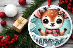 Round Christmas Ornament Sublimation|Clipart Product Image 1