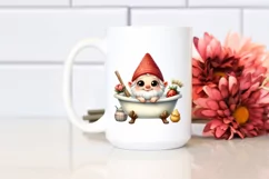 Watercolor Floral and Gnome Bath Tub Clipart Product Image 2