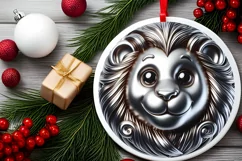 Shiny Christmas Lion Ornament Sublimation PNG Product Image 2