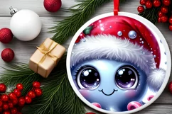 Christmas Octopus Round Sticker Sublimation PNG Product Image 2