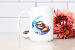 Baby Sloth on Moon Sleeping | Clipart Product Image 2