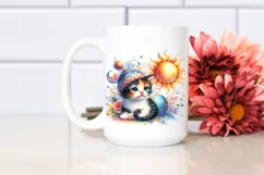 Baby Cat Watercolor Sun | Clipart Product Image 2