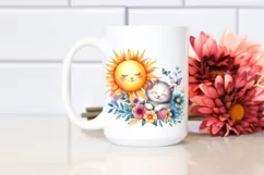 Baby Cat Watercolor Sun | Clipart Product Image 2